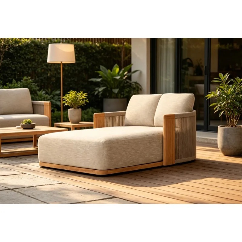 Outdoor Furniture Teak Wood - Уличная тиковая кушетка-шезлонг для патио, всепогодная,