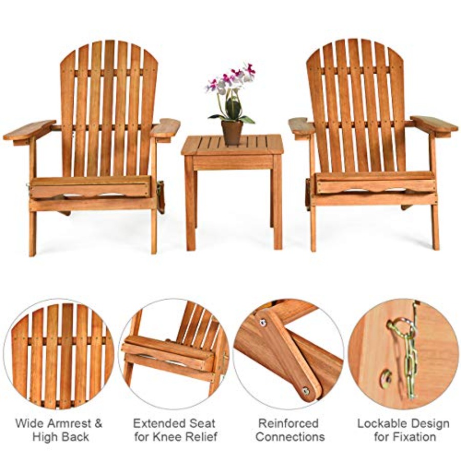 Набор из 3 складных деревянных – обзор и цена Adirondack Chair Wood